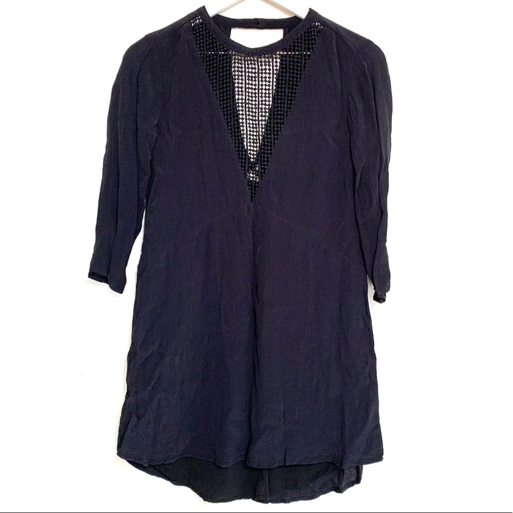 Amuse Society Black Rayon Crochet Mini Dress